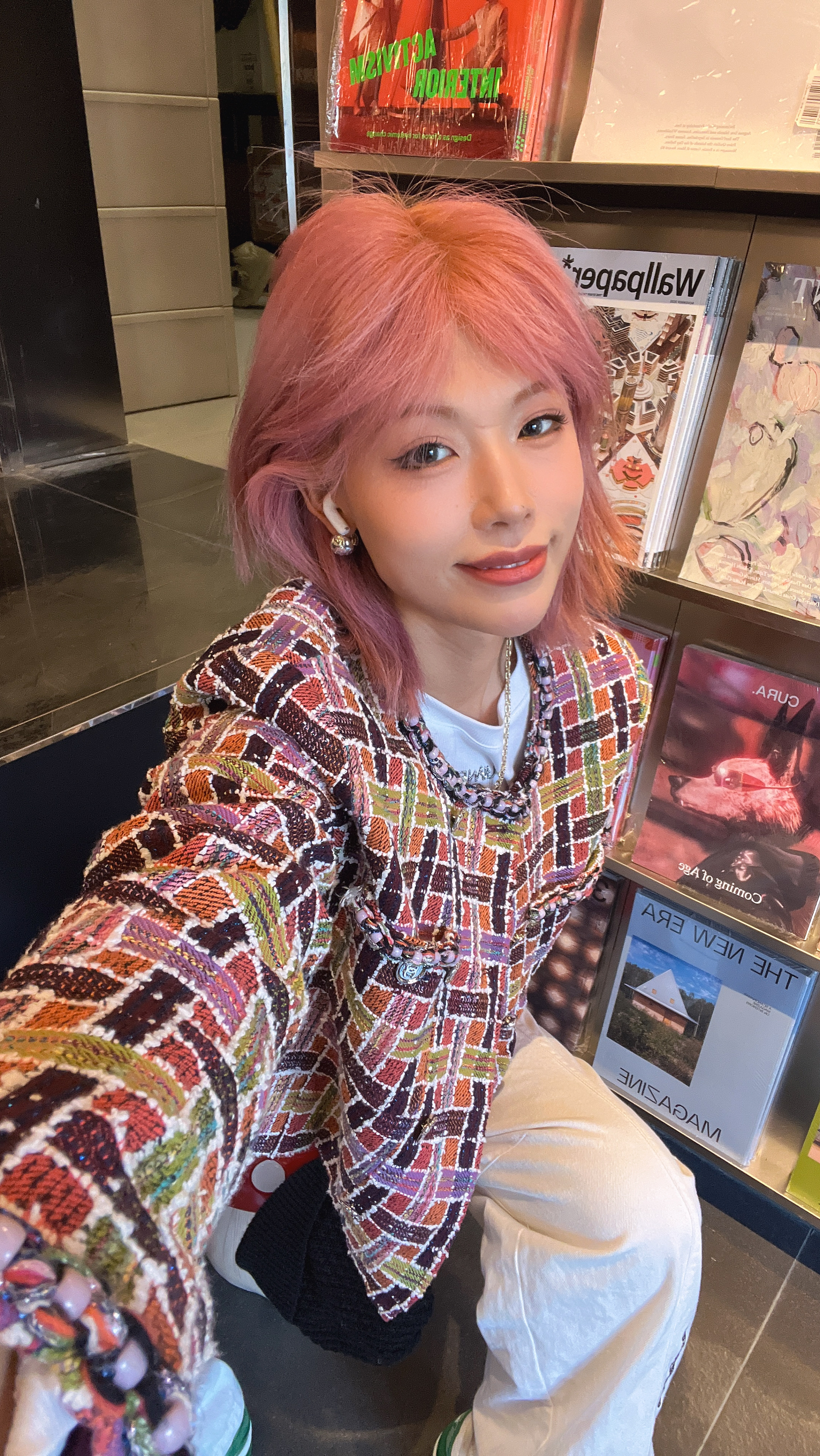 条纹/格子女修身型意式短外套气质长袖少女小众针织