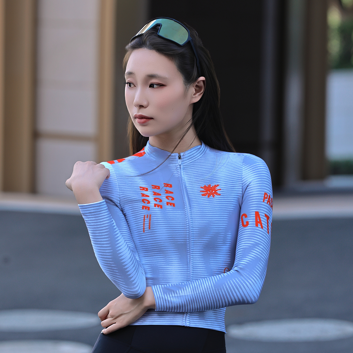 「秋季新品-女款男士薄绒」守护之眼竞赛版春秋骑行服透气长袖紧身