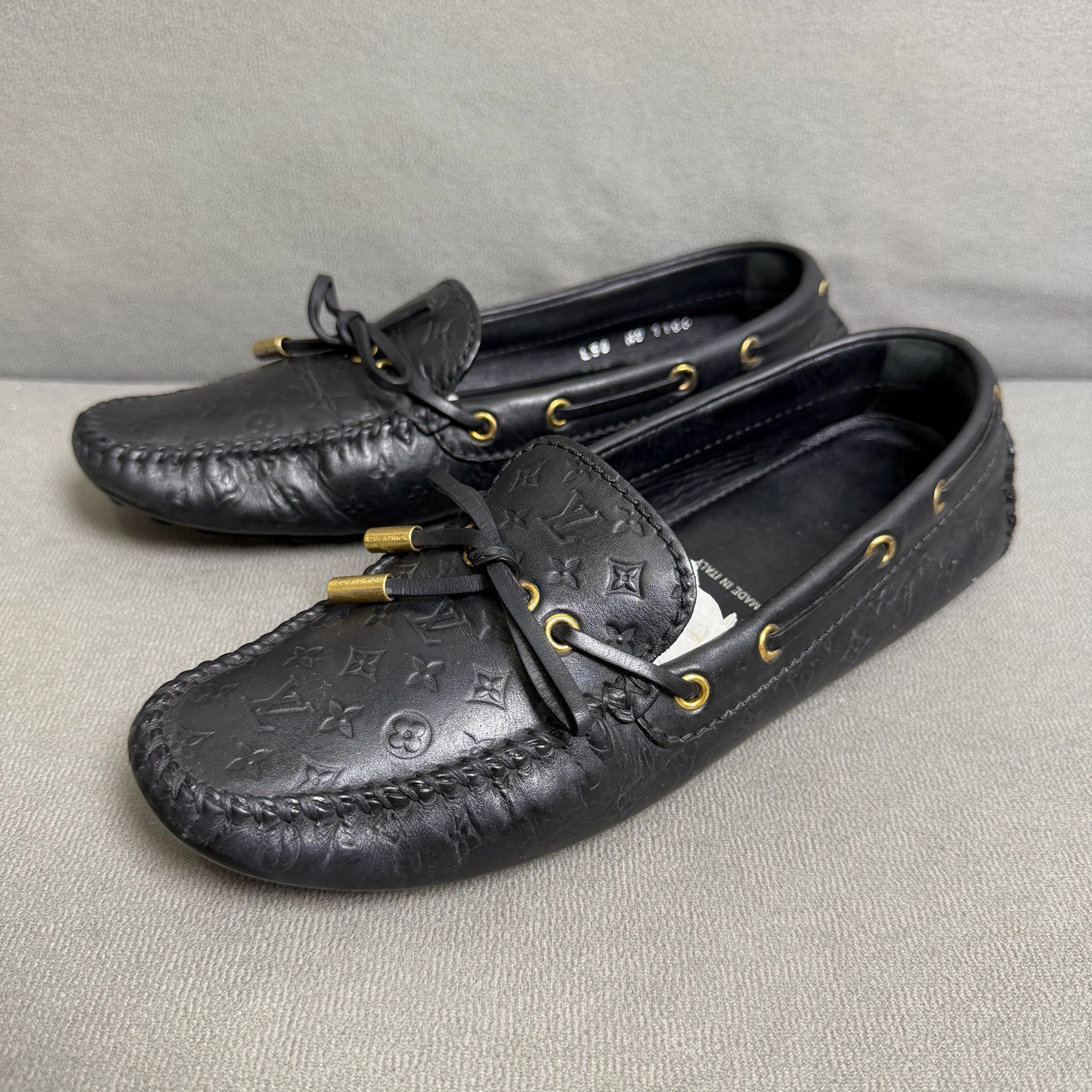 95新 LouisVuitton/路易威登 38码 满印压印老花驾车豆豆皮鞋 