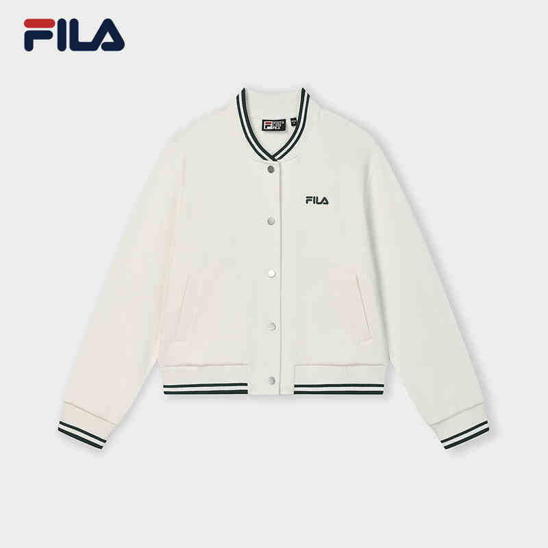  FILA 斐乐官方女士针织长袖外套2025春季新款时尚休闲舒适棒球服