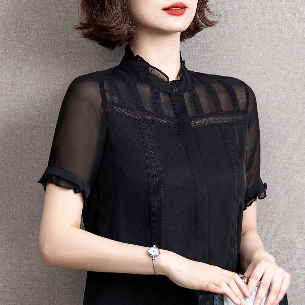 新中式妈妈小衫桑蚕丝上衣女杭州七分袖中年妈妈丝绸2024新款夏季