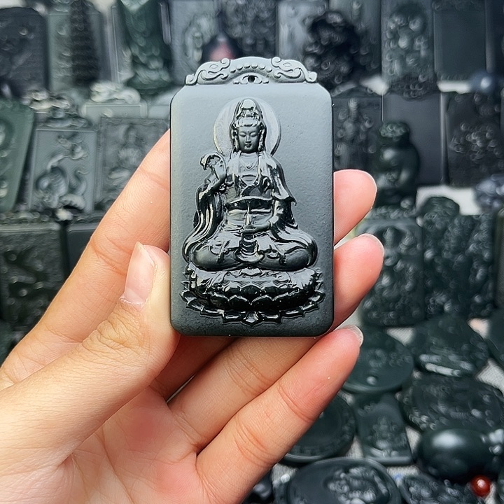 和田玉（青玉）颈饰未镶嵌朝*观