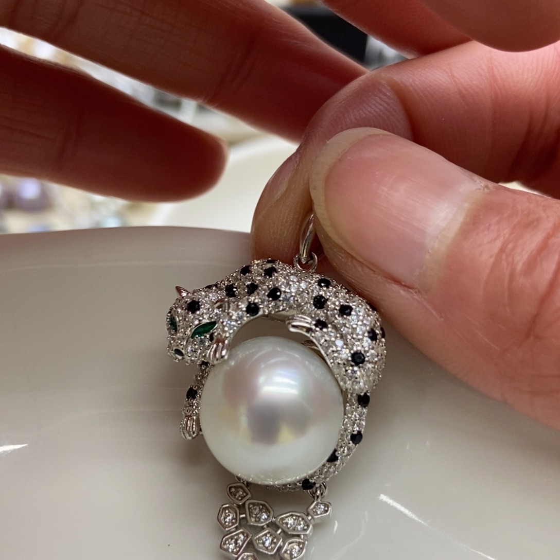 海水珍珠吊坠(不含链)银S925镶嵌