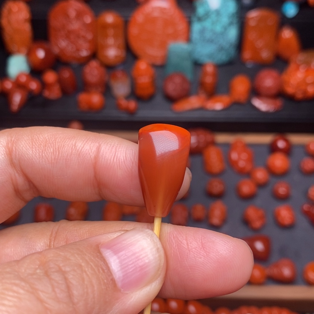 南红玛瑙配饰未镶嵌火焰纹三通卡11.8