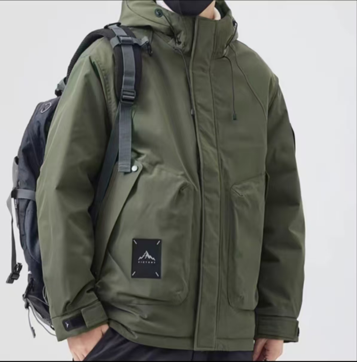 5801绿色G-连帽加厚户外情侣运动外套