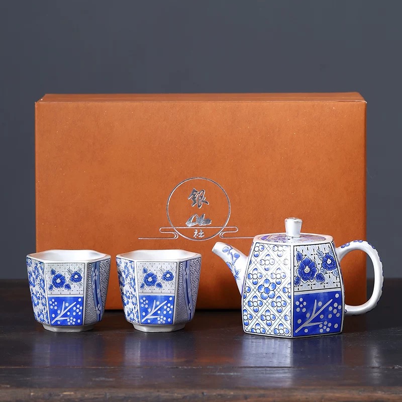 梅花六方壶一壶两杯小套装-2126