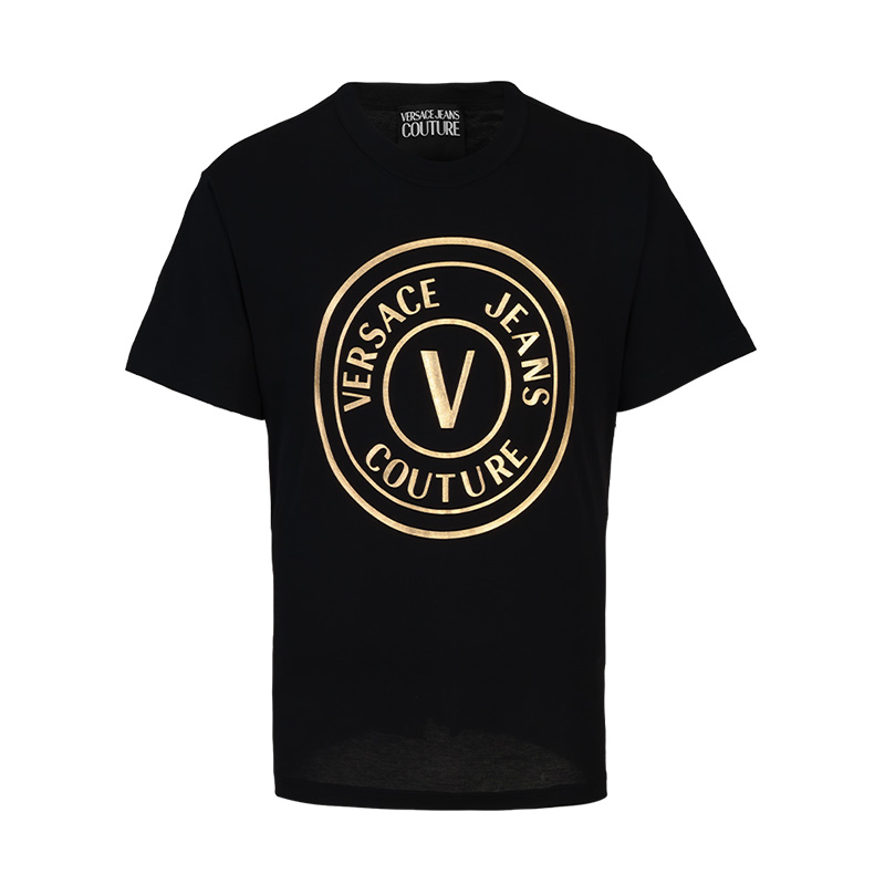 VERSACE/范思哲男士黑色短袖T恤日常休闲百搭圆领宽松12312