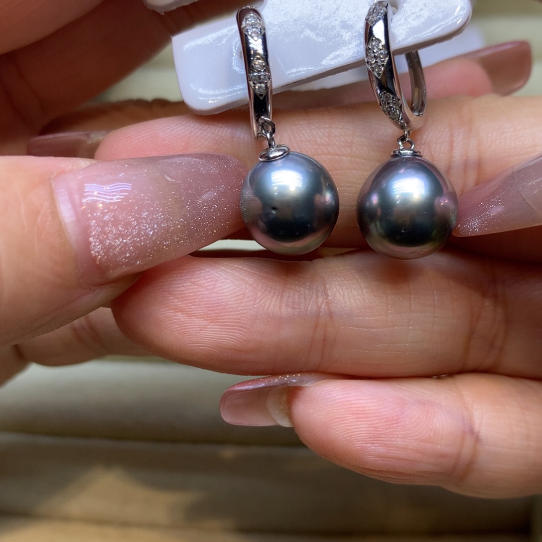 银S925镶嵌耳饰海水珍珠