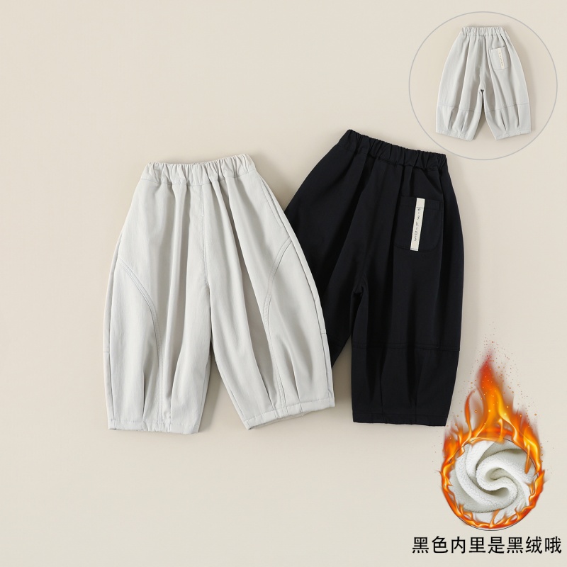 现货【薄绒】儿童加绒休闲裤冬季新款男童百搭拼接保暖裤子CK381
