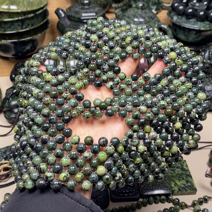 心***安蛇纹石玉未镶嵌项链药王石面罩需要补眼睛
