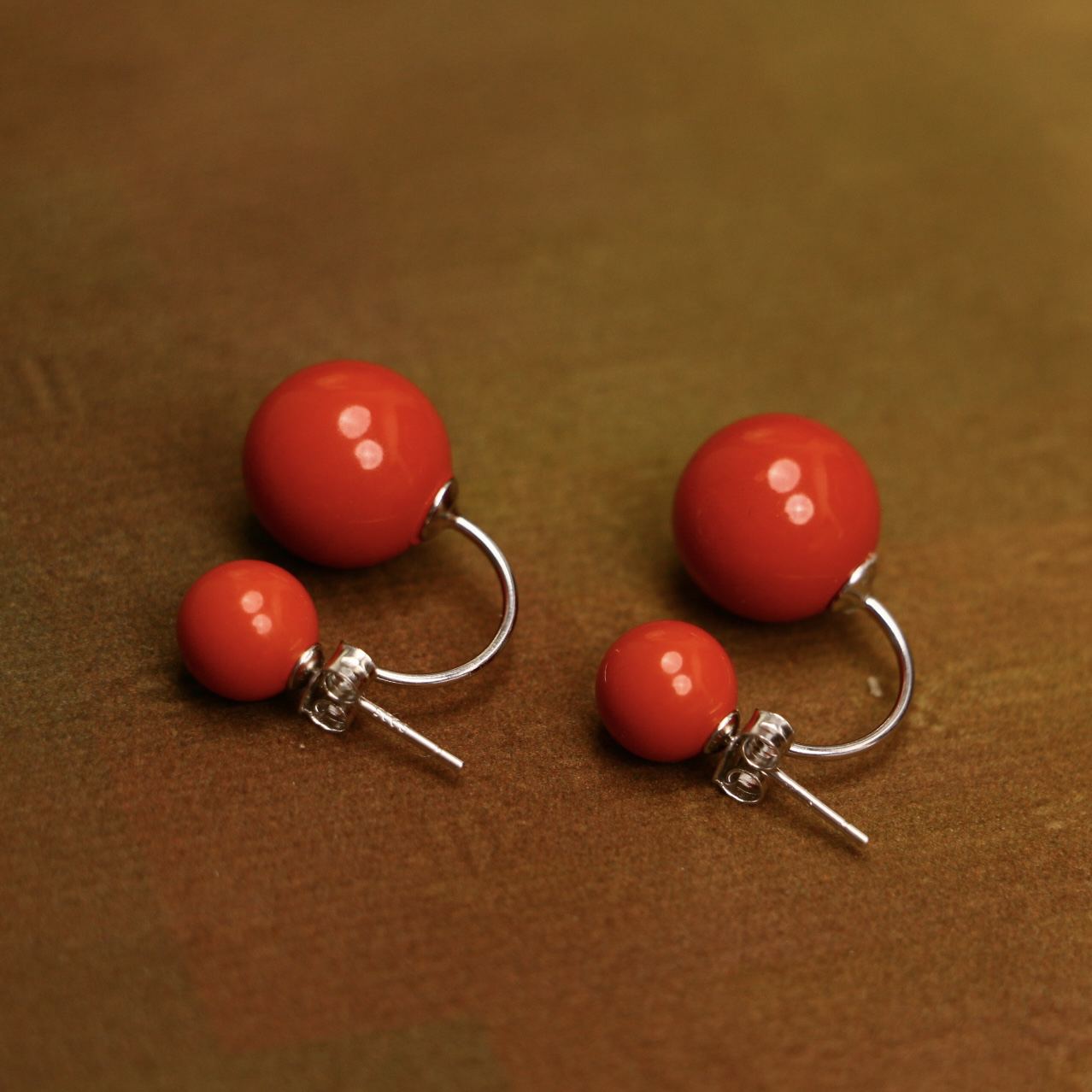 含辰砂工艺品高含量朱砂红砂设计款耳钩