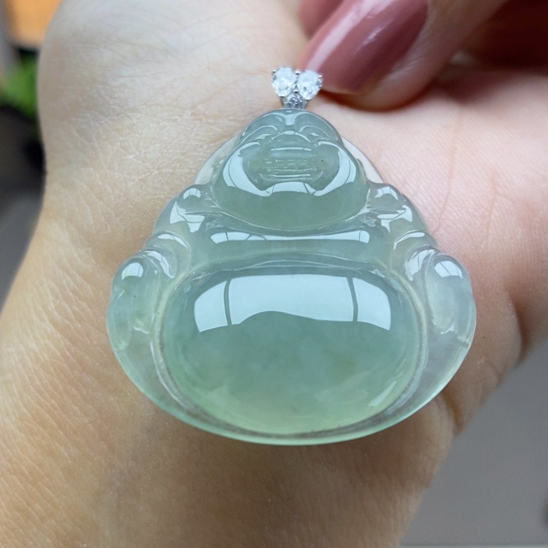 翡翠18K金镶嵌颈饰吊坠28