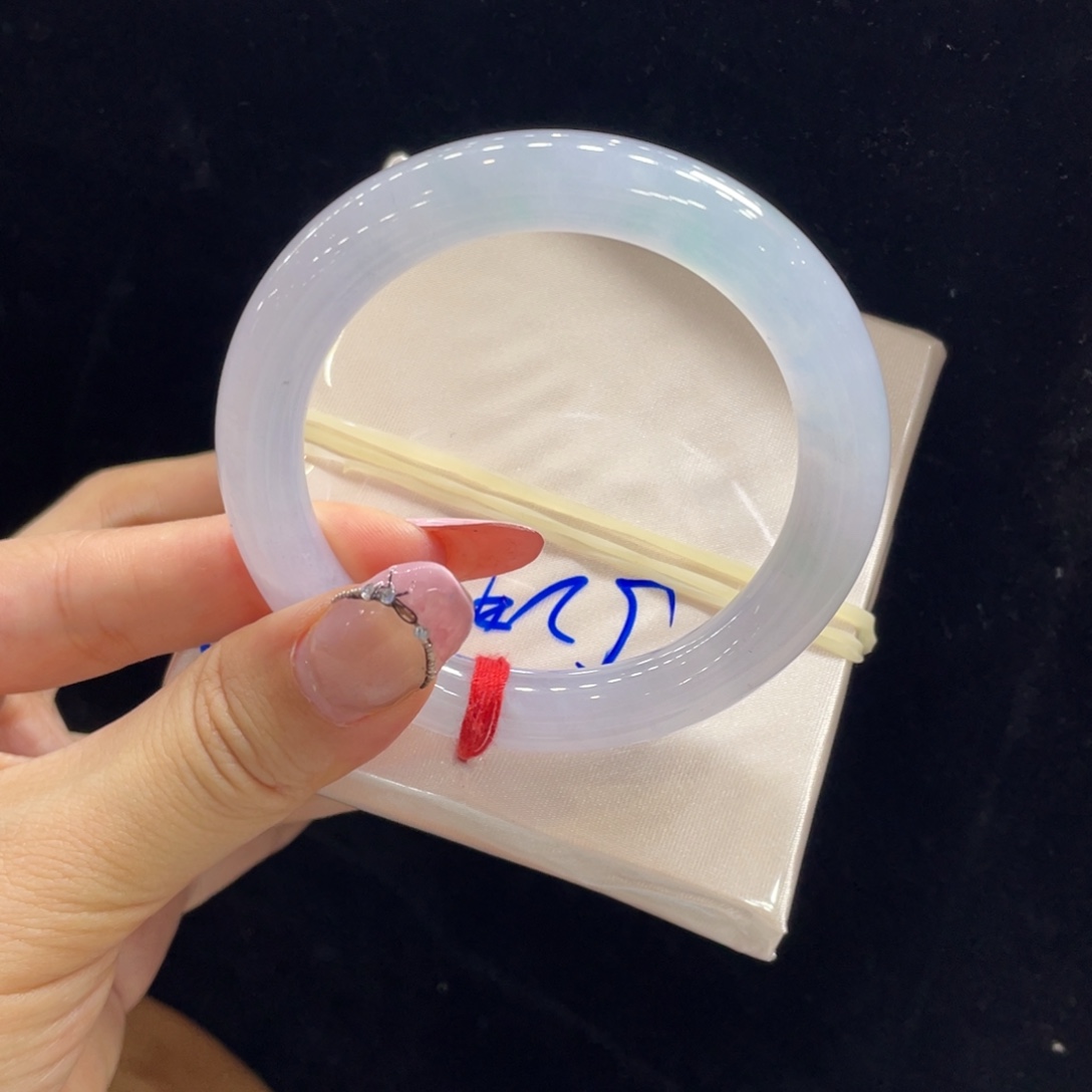 翡翠未镶嵌手镯03号 52圆条冰紫幻彩