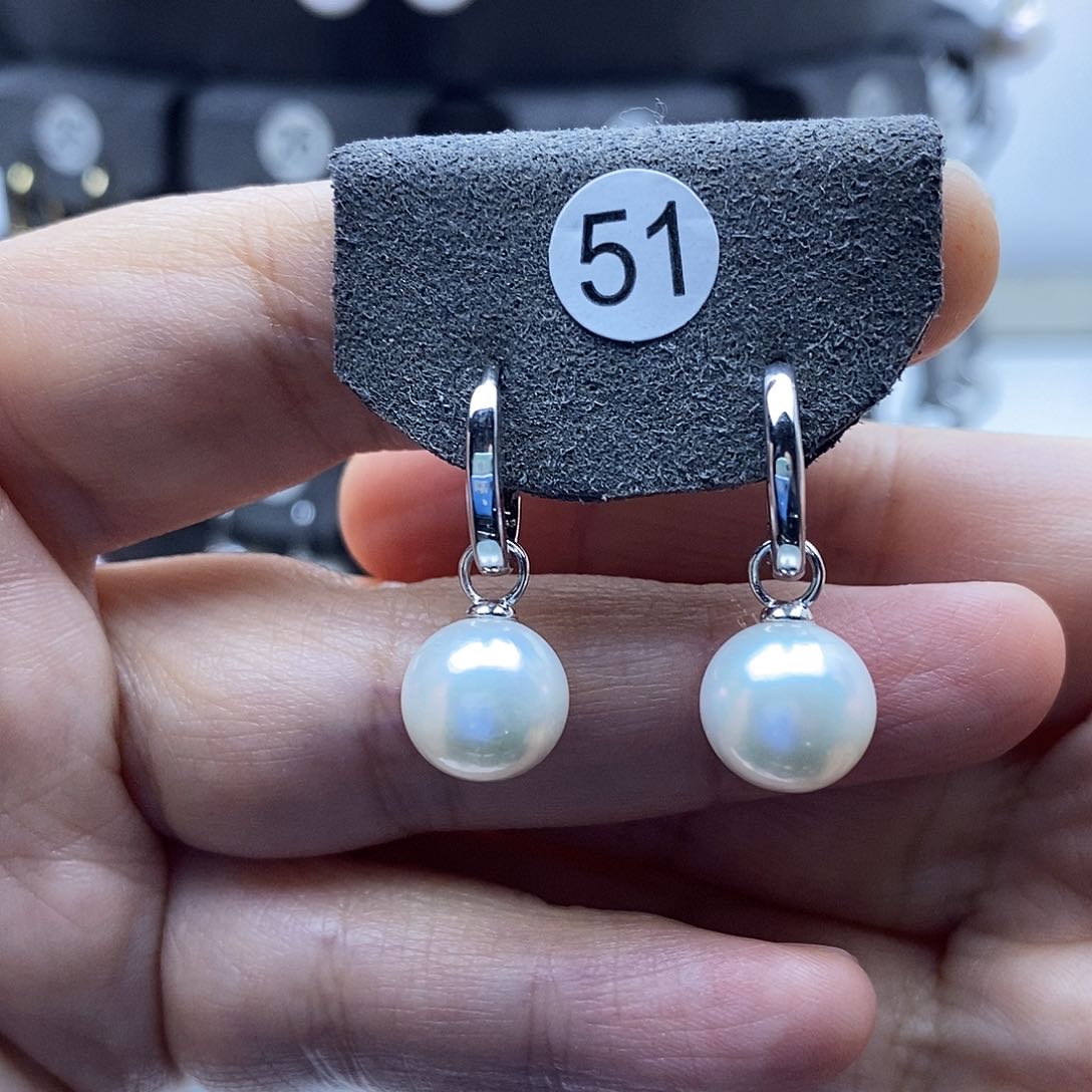 淡水珍珠耳饰银S925镶嵌