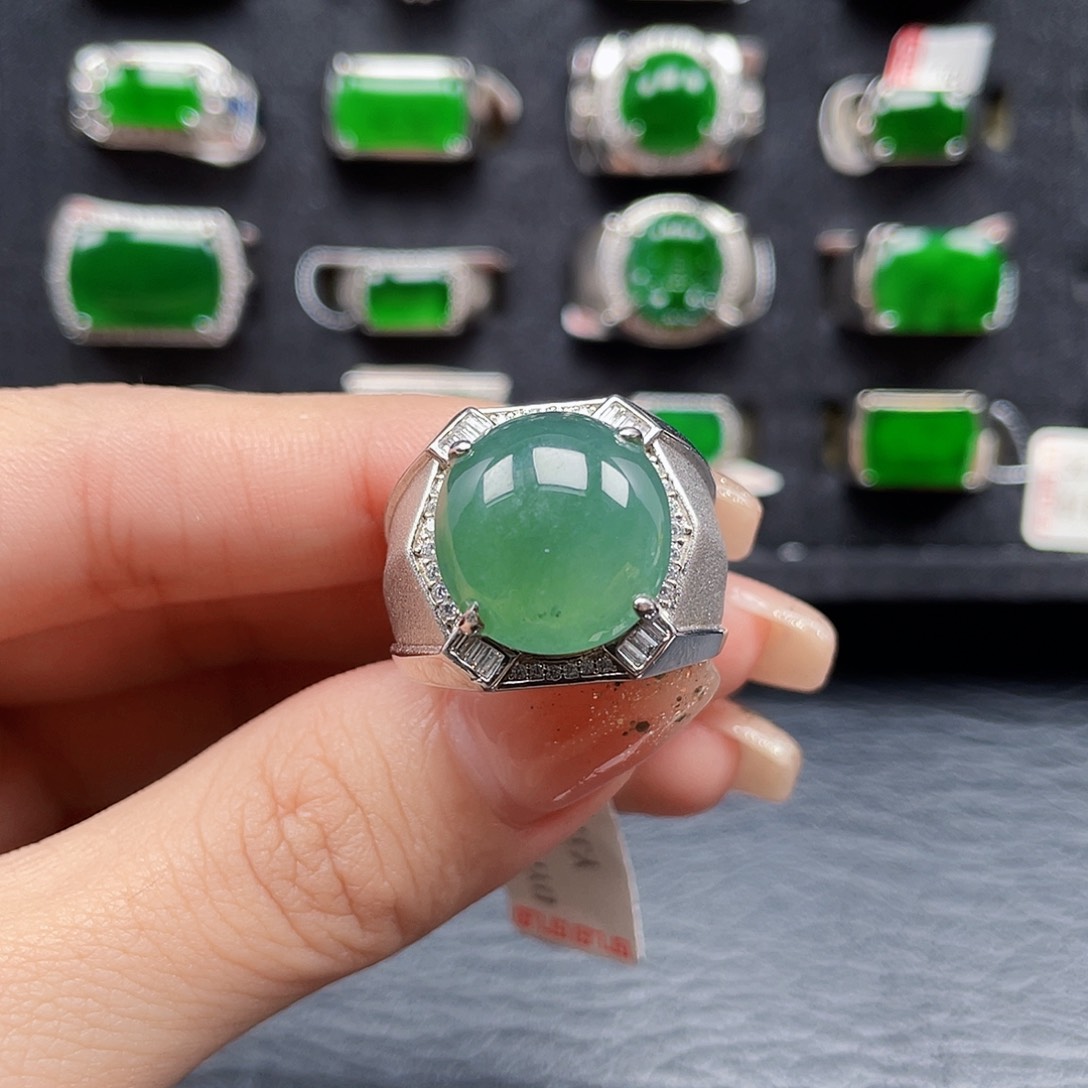 翡翠戒指银S925镶嵌编号2288