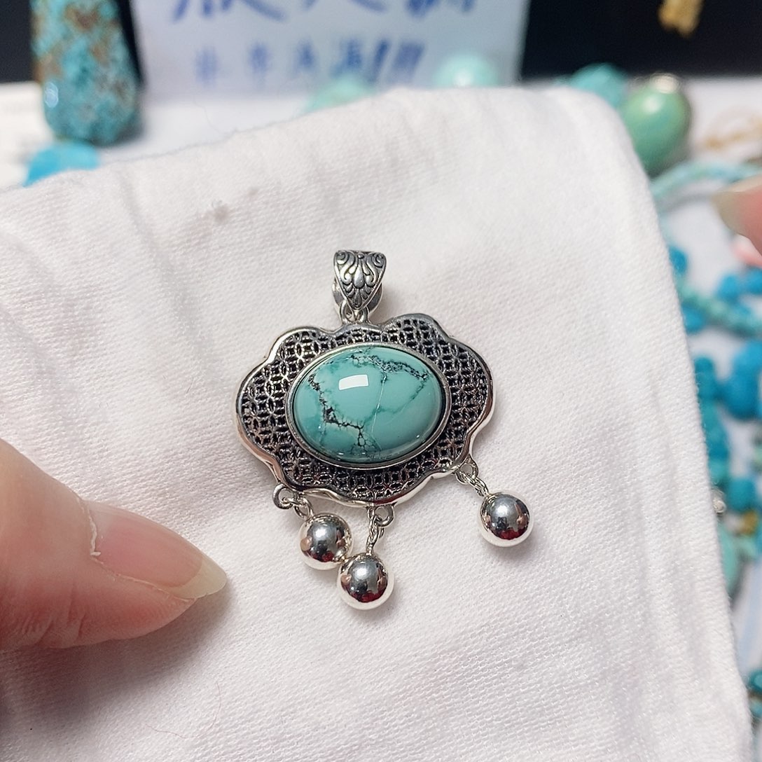 绿松石银S925镶嵌珠宝奇石