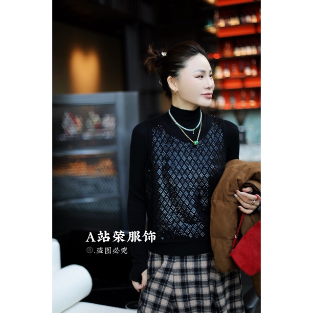 【荣姐精选】闪耀女主钉珠羊毛背心马甲
