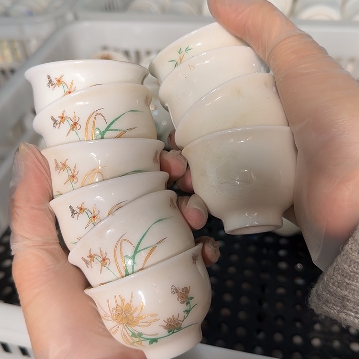 孤品高端羊脂玉系列茶杯十个一组