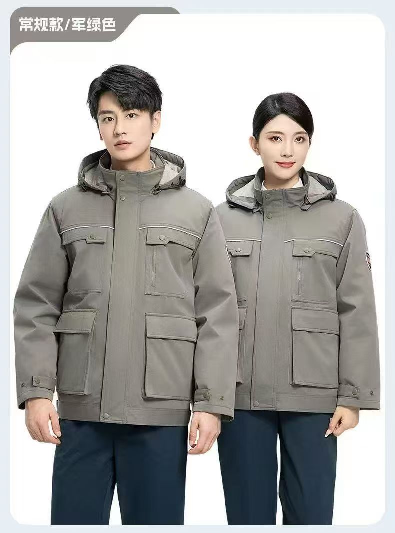 冬季棉服石墨烯内胆可拆卸三防面料棉袄中长款加厚户外保暖劳保服