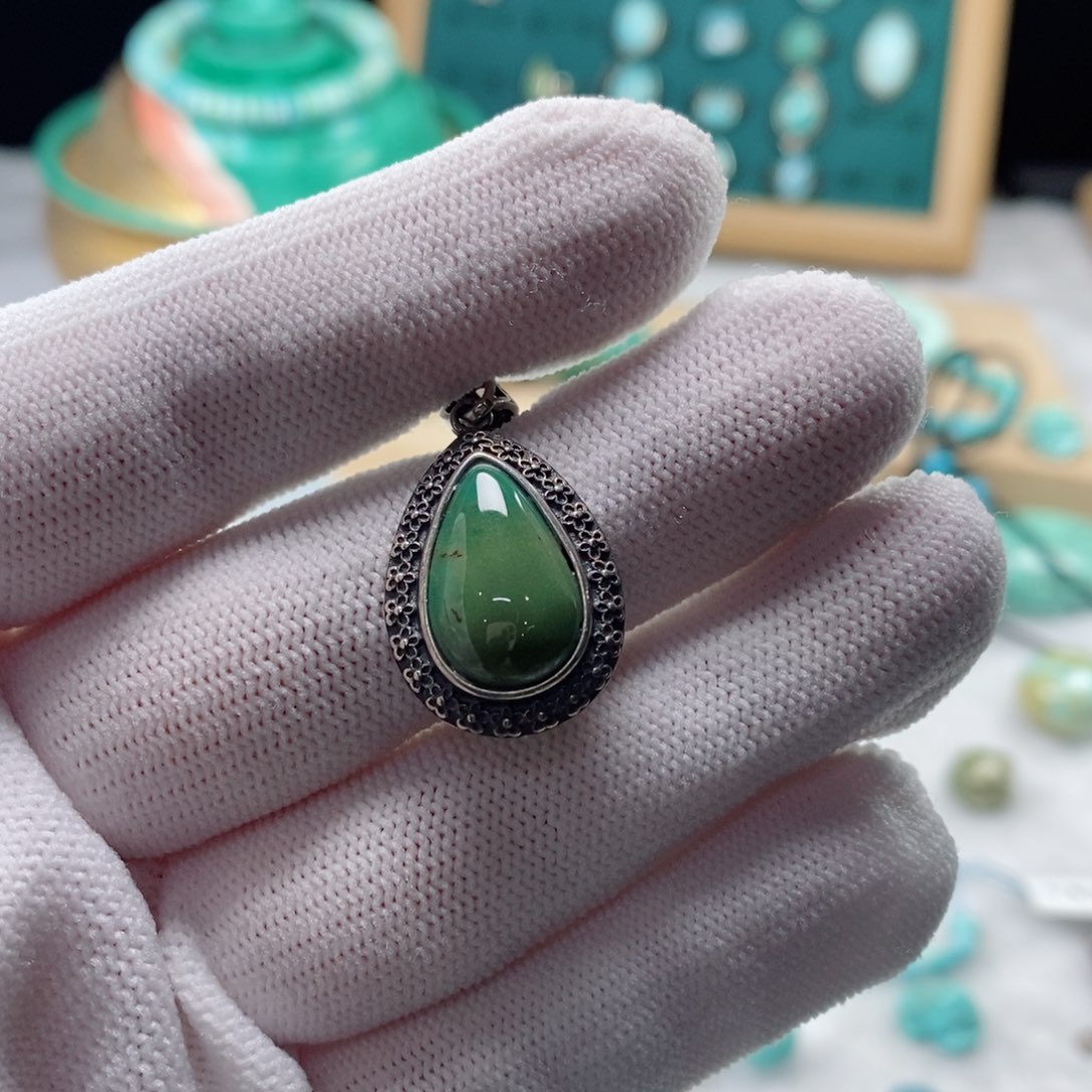 绿松石颈饰银S925镶嵌