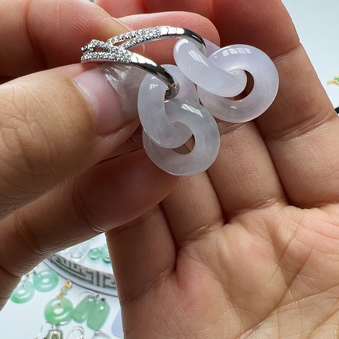 小***%翡翠18K金镶嵌耳饰天然缅甸A货翡翠