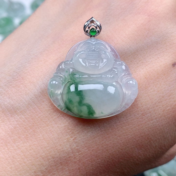 翡翠吊坠(不含链)18K金镶嵌