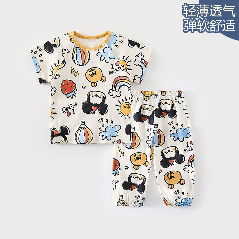 Disney/迪士尼儿童套装夏季短袖套装轻薄透气儿童夏季套装家居服