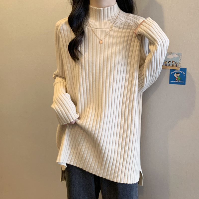 哺乳上衣秋冬外出辣妈款针织半高领打底衫内搭喂奶期毛衣秋装外穿