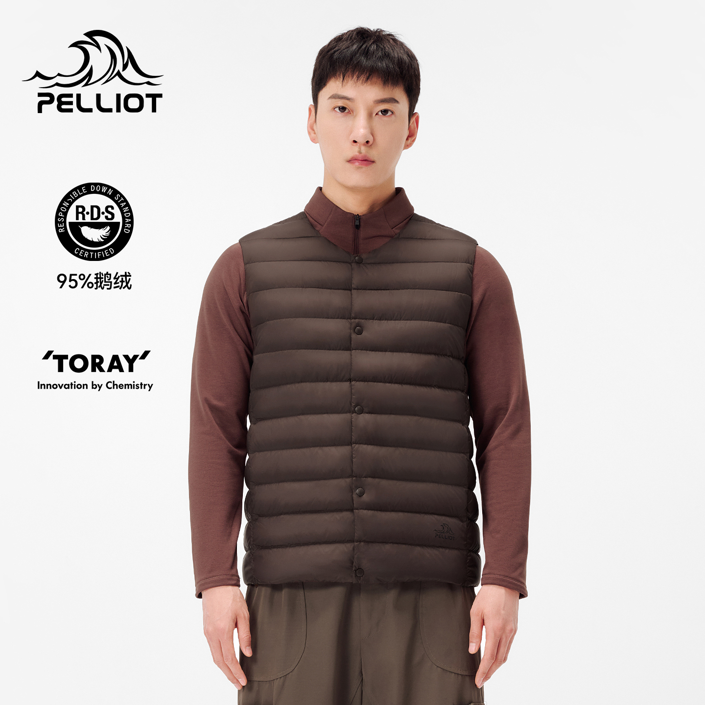 伯希和户外800蓬羽绒马甲男秋冬新款轻薄保暖登山防风排骨羽绒服