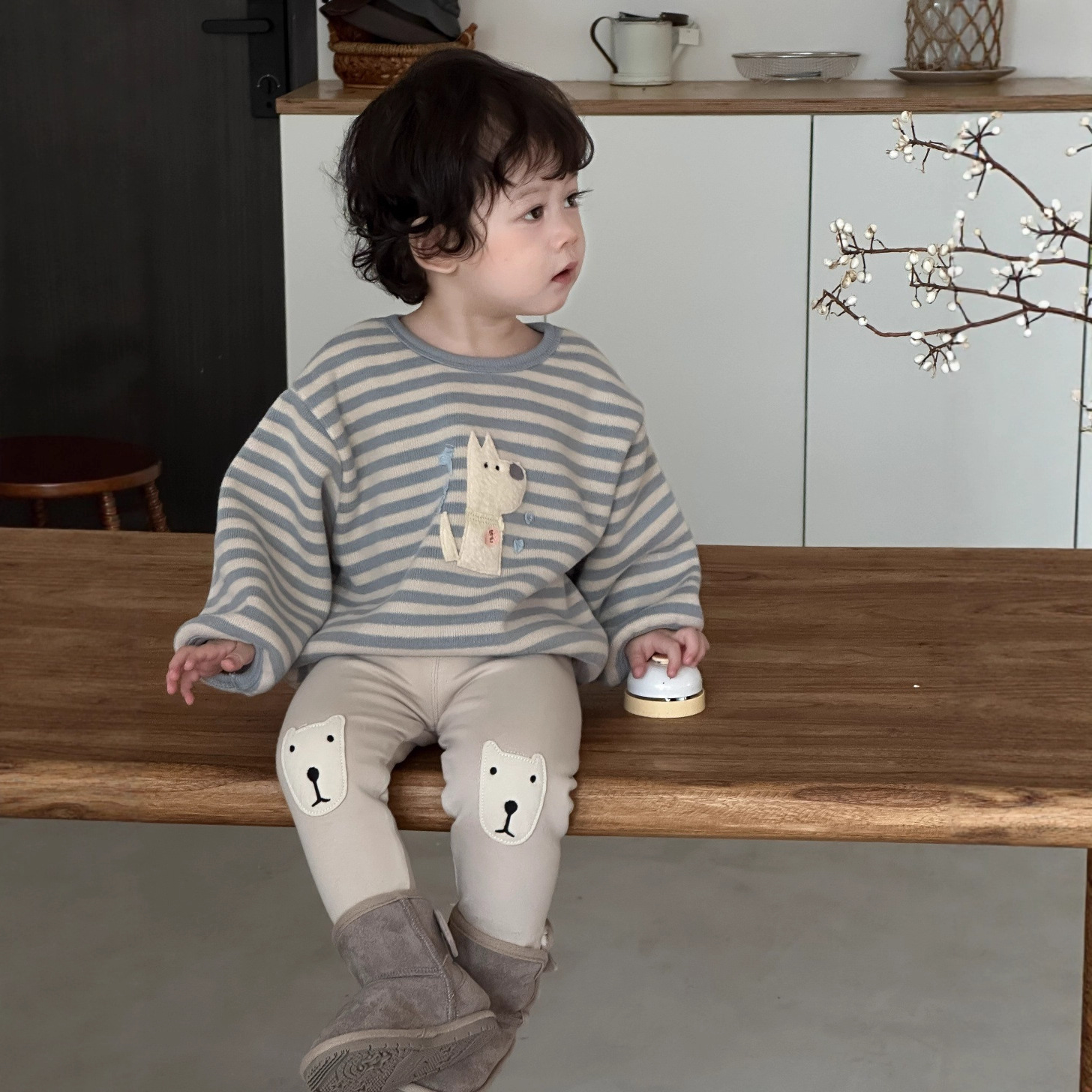 儿童服装2025秋冬新款韩版童装冬季宝宝衣服男童加厚条纹卫衣套装