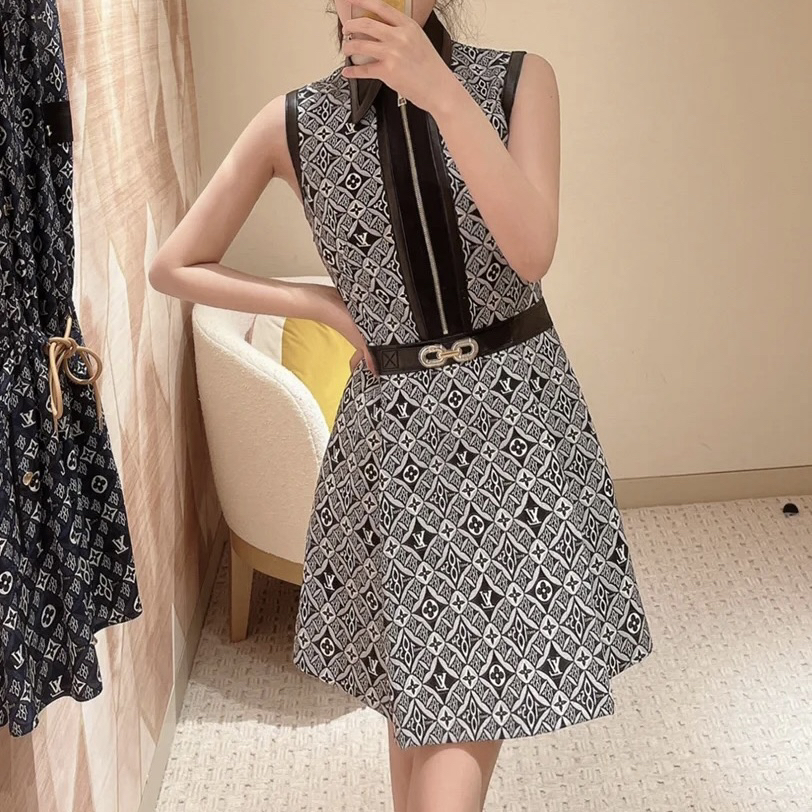 99新 LouisVuitton/路易威登 san0775/满印连衣裙/尺码40