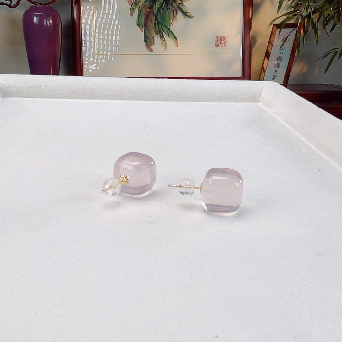 水晶耳饰18K金镶嵌水晶12.8