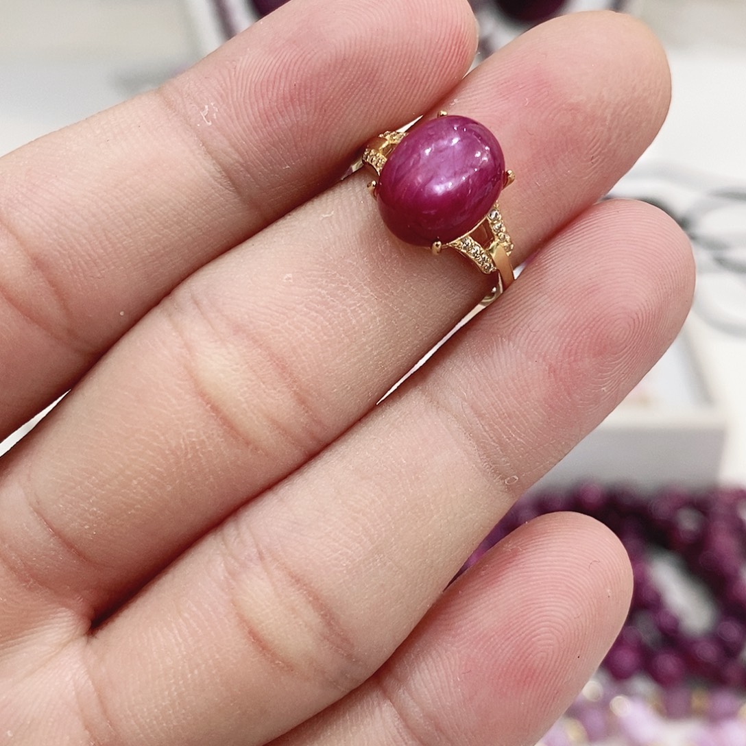 红宝石戒指银S925镶嵌