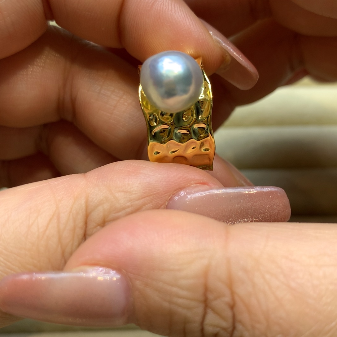 银S925镶嵌戒指海水珍珠