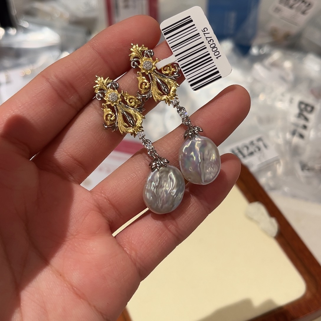 淡水珍珠耳饰合金