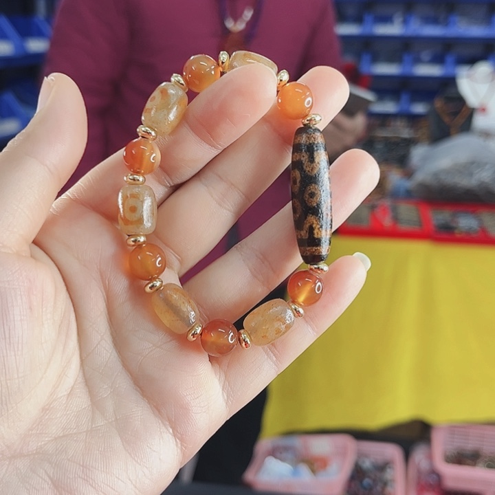 玛瑙手链未镶嵌T9七目带三目手串