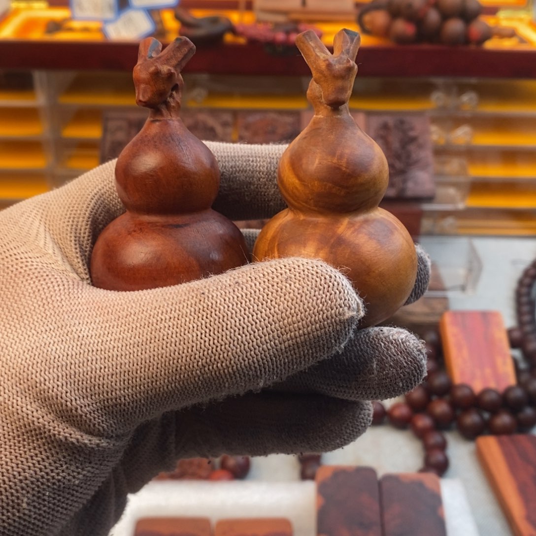 枣木用****4雷击枣木阴阳葫芦一对