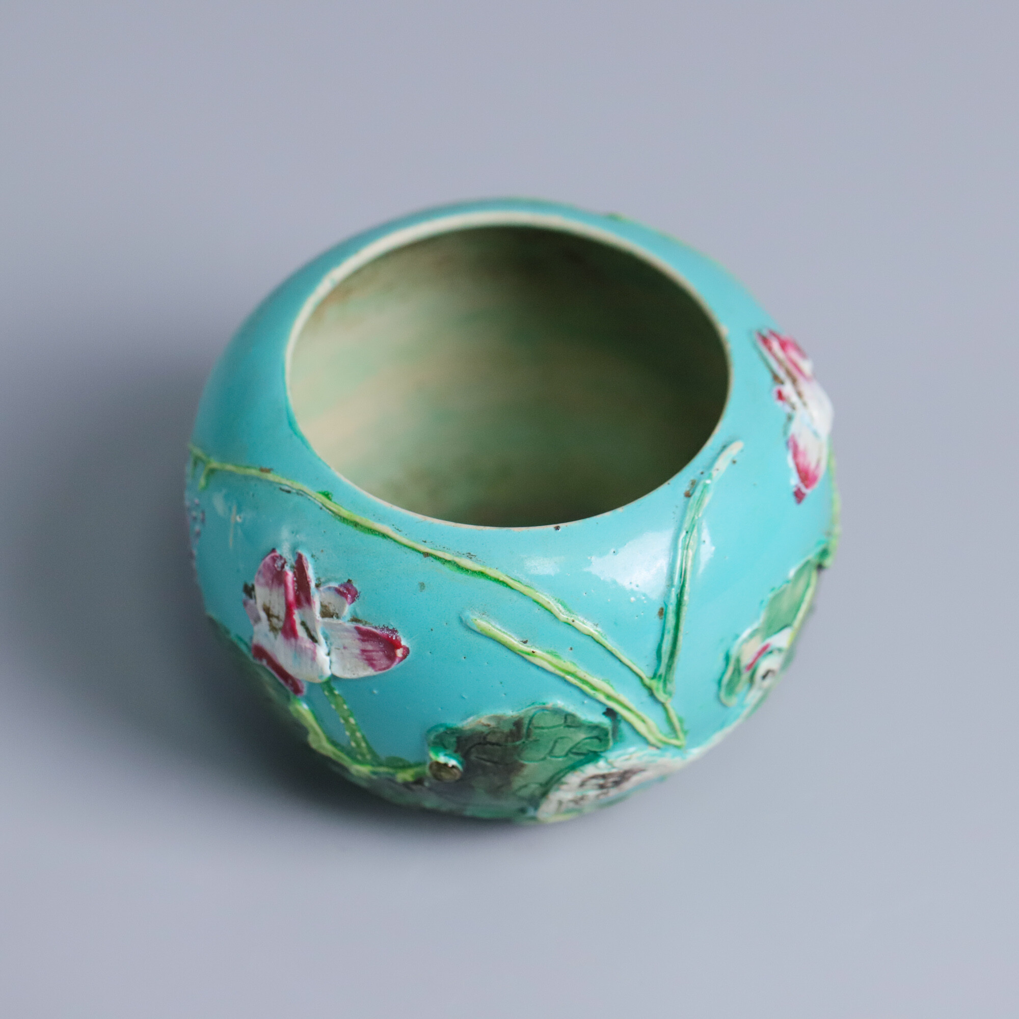 民国 粉彩贴塑荷塘洗-M2XH8000869