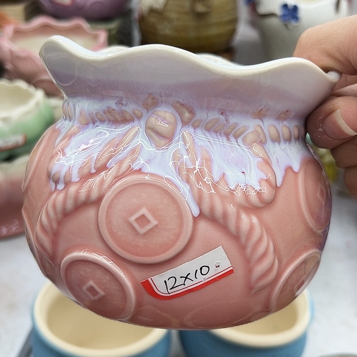 多肉绿植陶瓷花盆9.9包邮，有孔