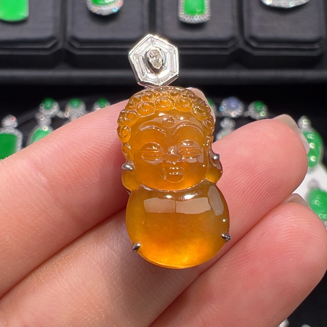 翡翠18K金镶嵌吊坠(不含链)收到货48小时鉴赏期