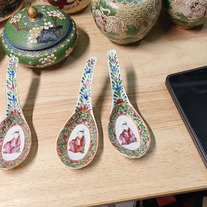 瓷汤勺两把，全品，人物