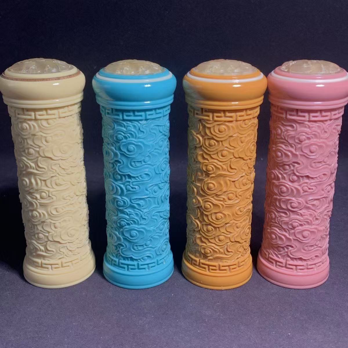 沪工密胺雕刻竹蛉筒沪上杨连平制作雕刻竹蛉筒牛角蒙心竹蛉筒