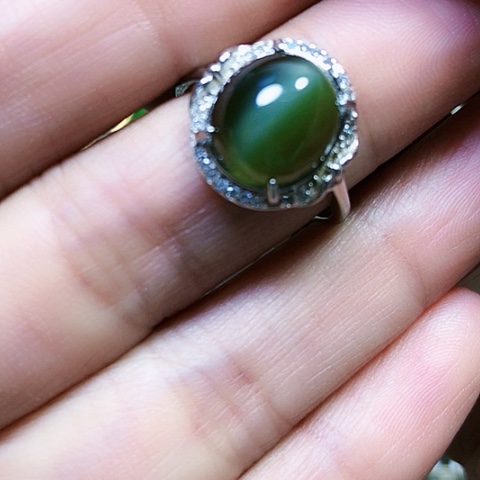 和田玉银S925镶嵌戒指