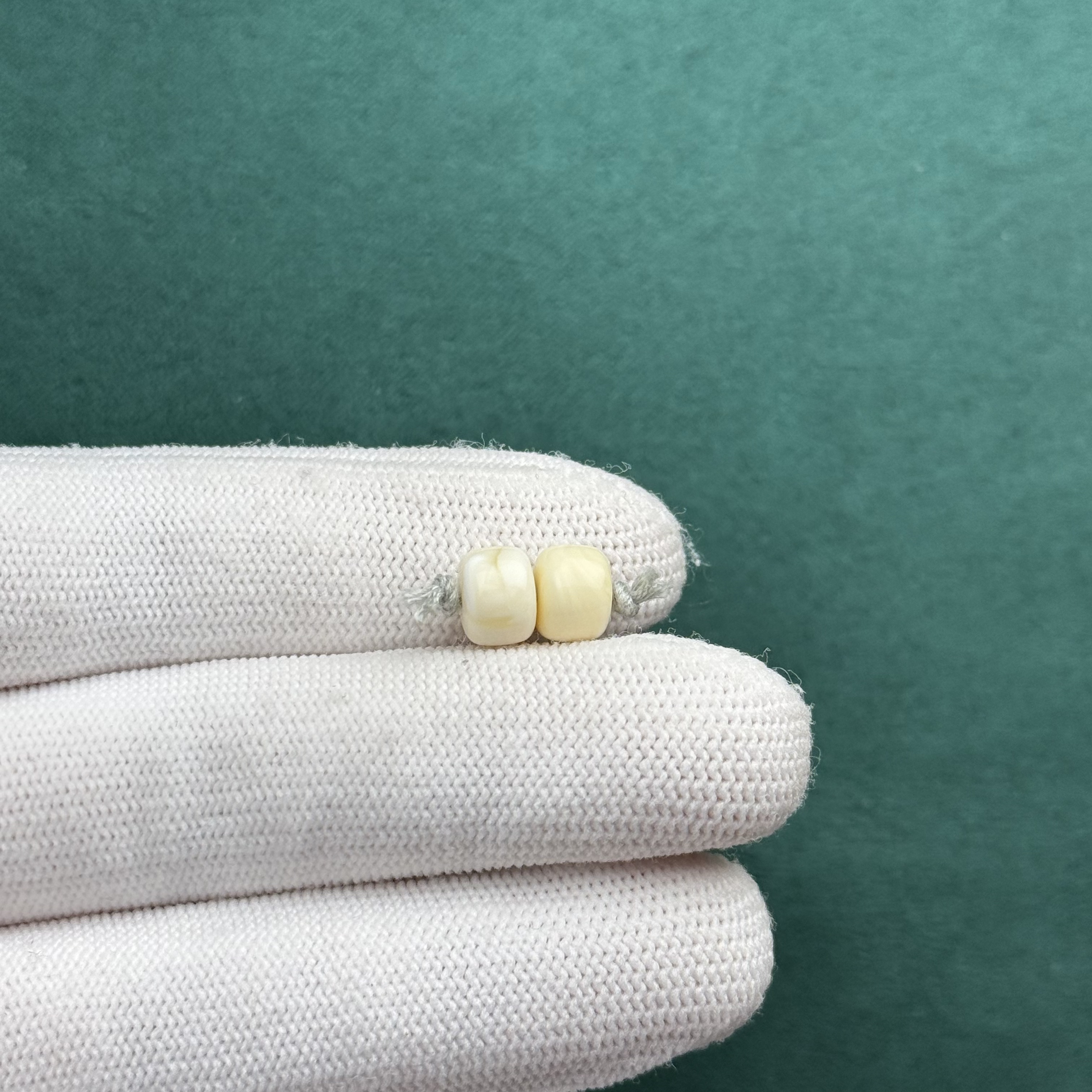 F3395天然原矿蜜蜡 对珠7.7*5.6mm 支持鉴定 假一罚十