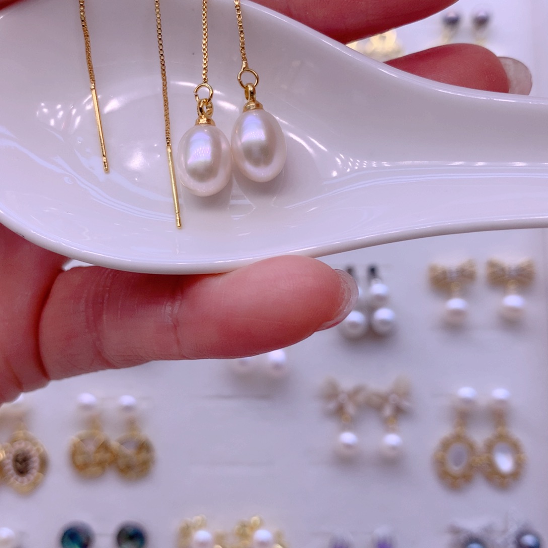 合金淡水珍珠耳饰