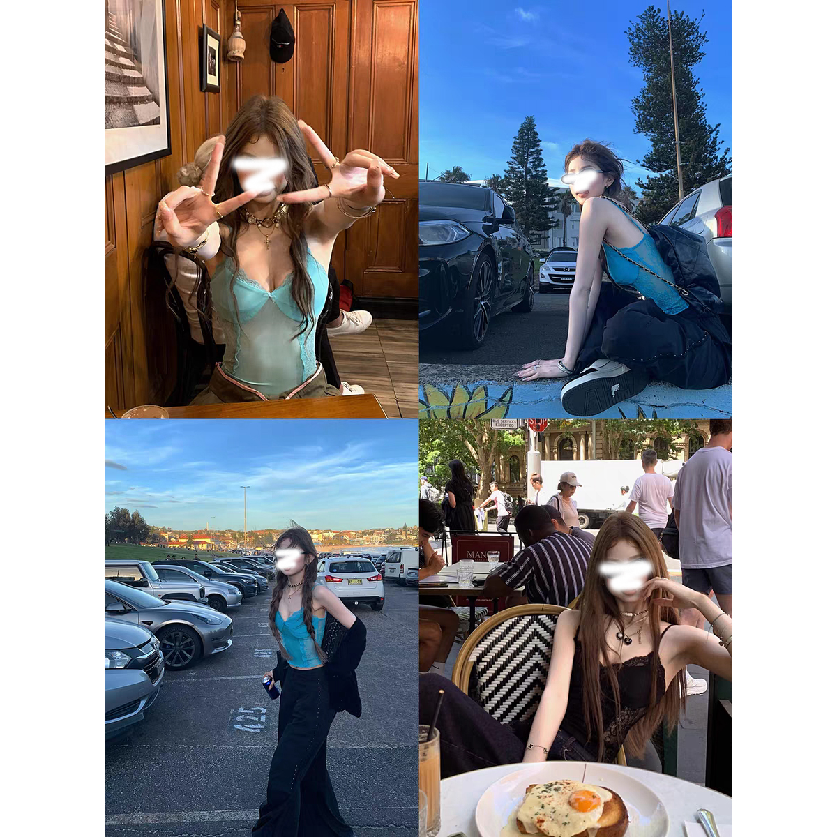 甜辣icon 设计感辣妹性感蝴蝶结蕾丝吊带背心女修身显瘦上衣外穿