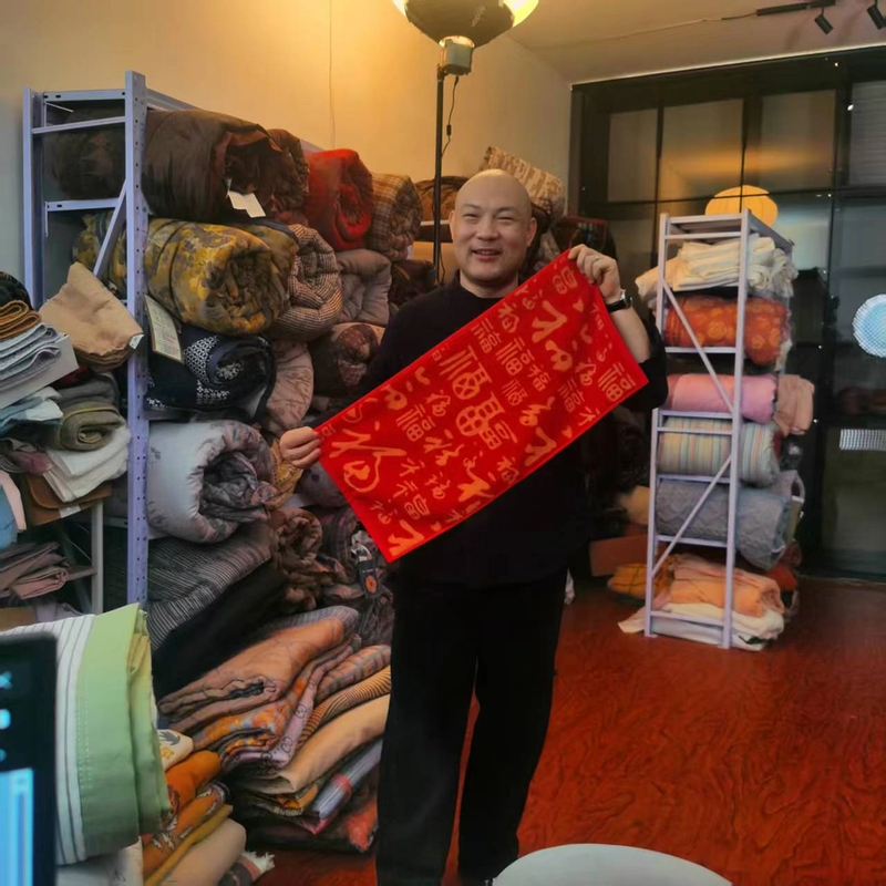 全棉大红福巾毛巾