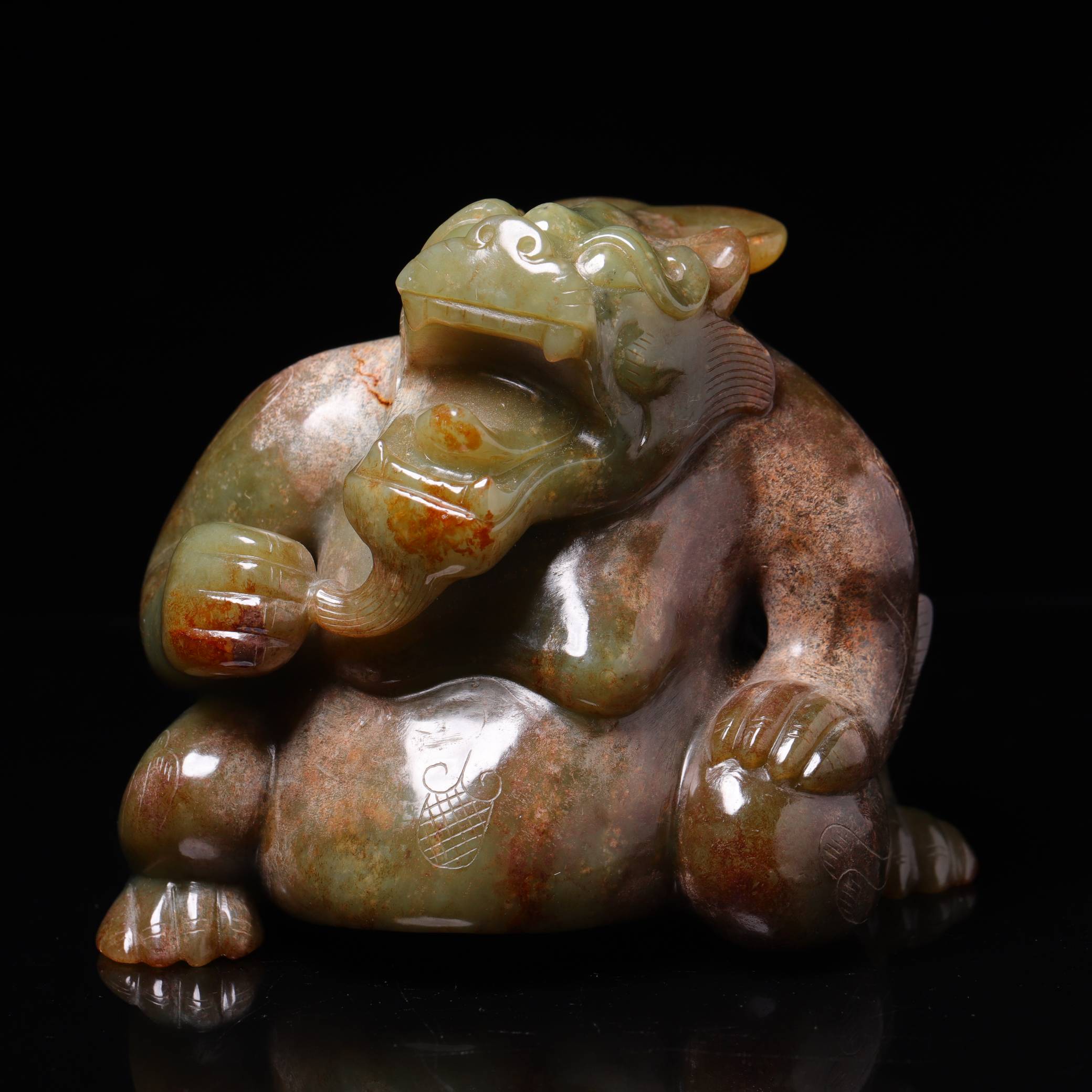 1729明代和田玉玉熊摆件1983