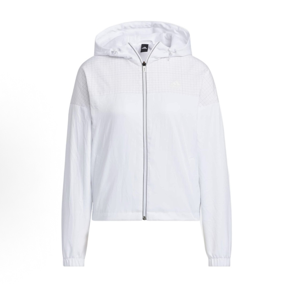 adidas 纯色条纹图案立领夹克 女款 白色HM7100