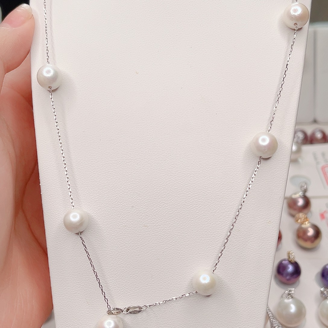 淡水珍珠银S925镶嵌项链